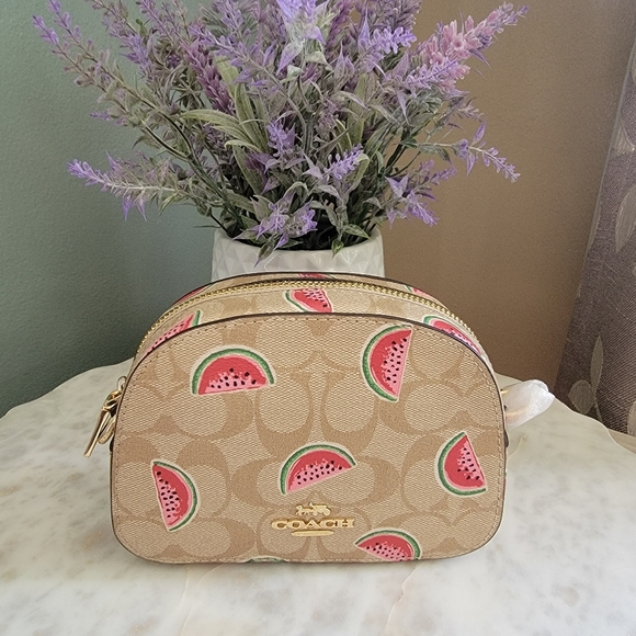 Coach Mini Serena Crossbody in signature canvas with Watermelon print - Picture 2 of 13